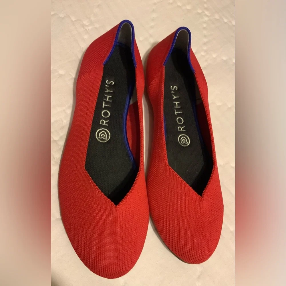 Rothys Flat Red Textile Ballet Shoes Size 9.5 - Picture 2 of 8